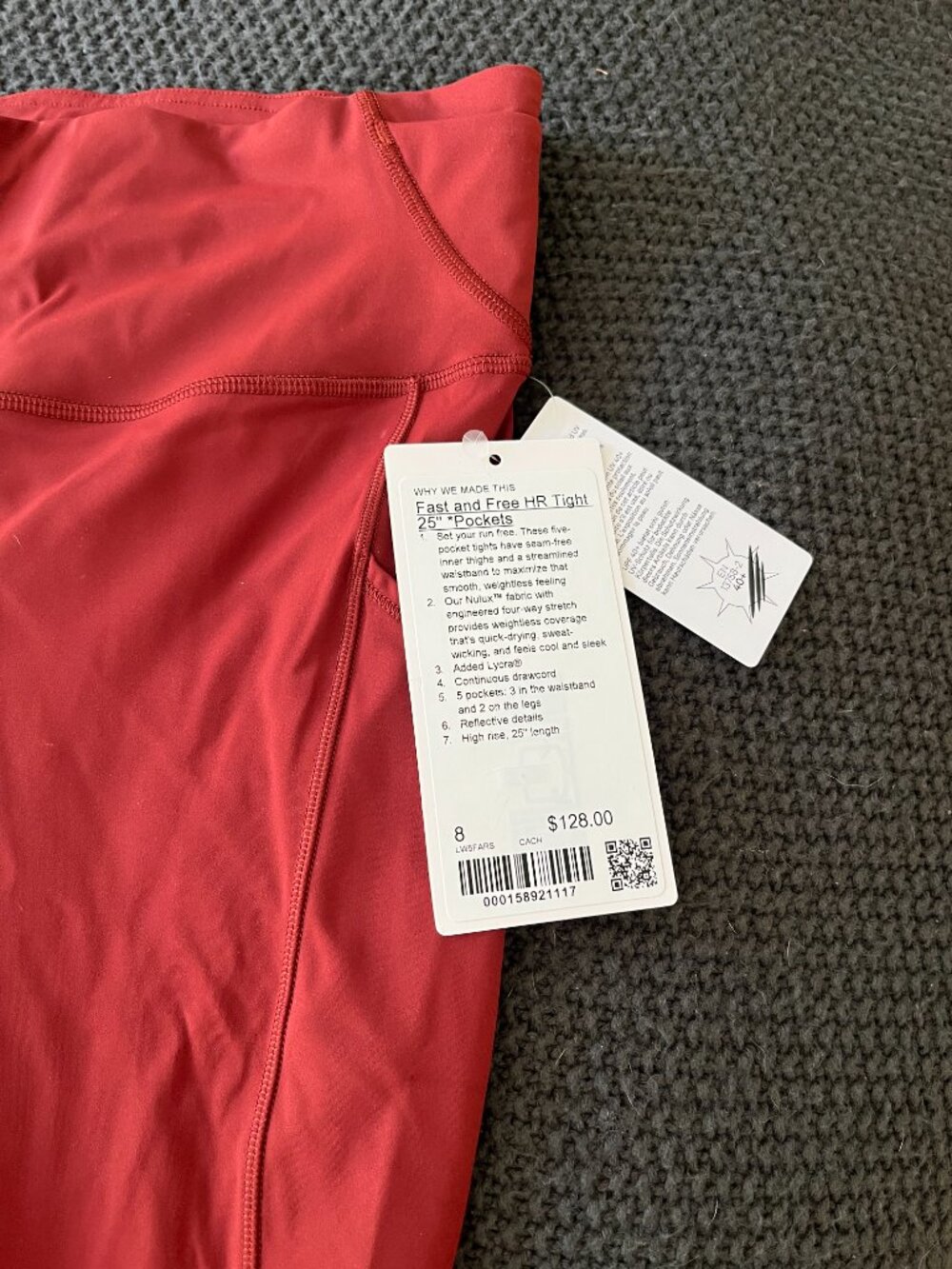 Lululemon Fast and Free High-Rise Tight 25" *5 Pocket, Size 8, NWT - Picture 8 of 9